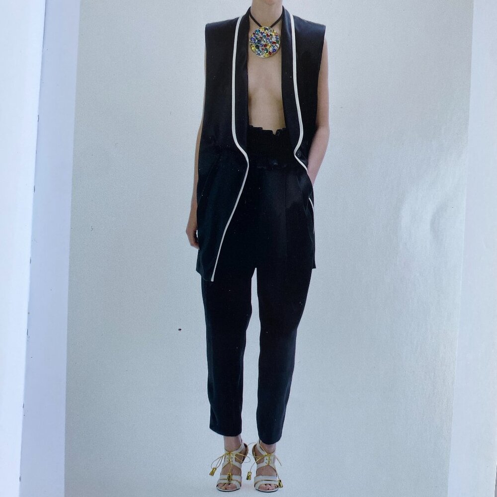 Vintage MARC JACOBS RUNWAY Vest 10 Silk Satin Long Coat Black USA